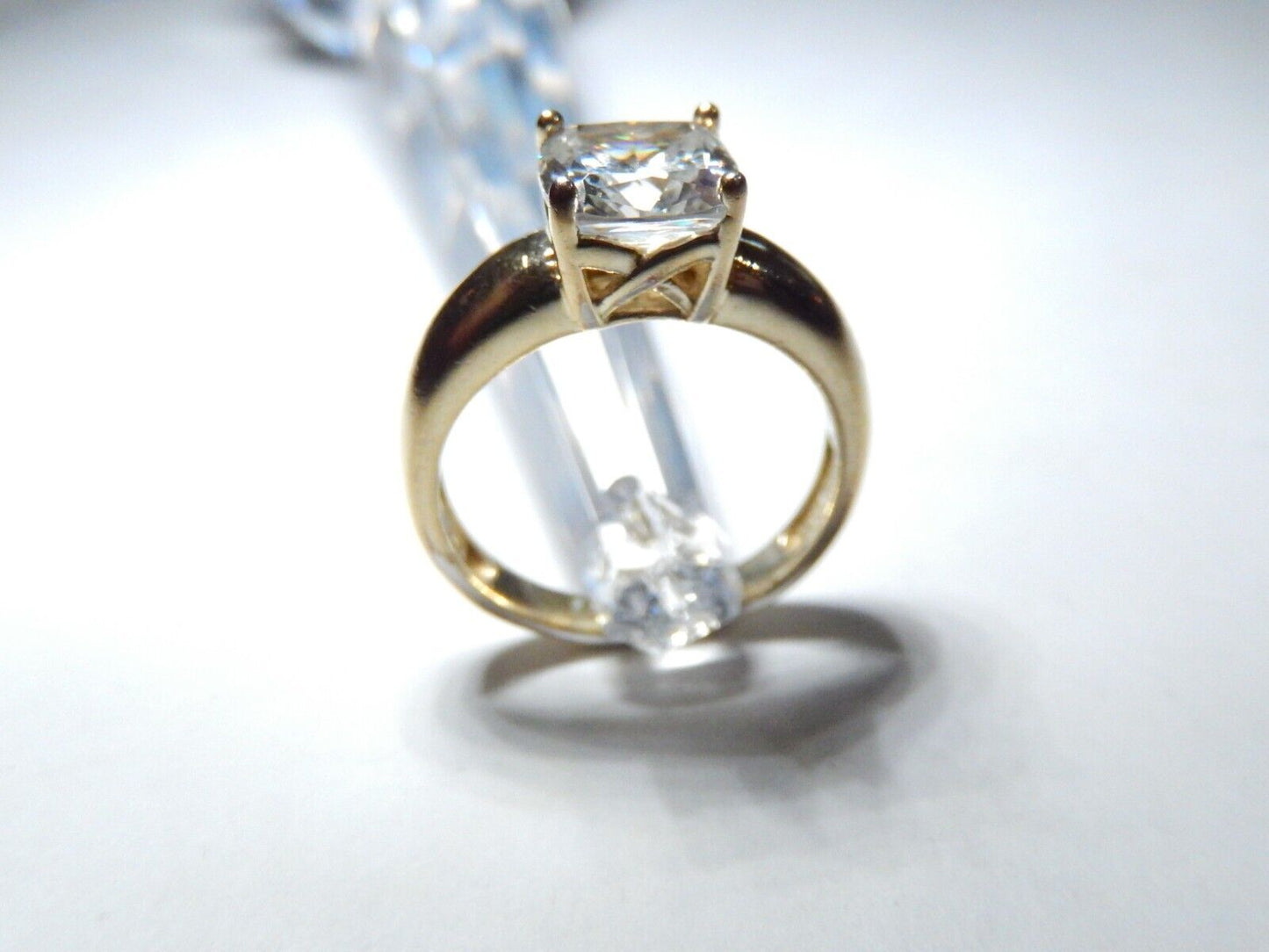 Gold Vermeil 3.0 CT Cushion Cut CZ Solitaire Sterling 925 Ring Size 8
