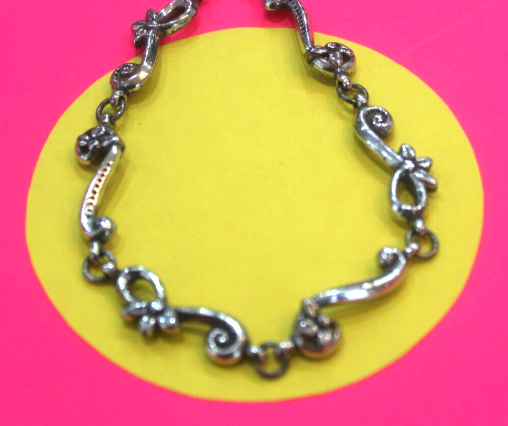 RETIRED! BRIGHTON 16"-18" RARE Flowers Statement Silver Necklace