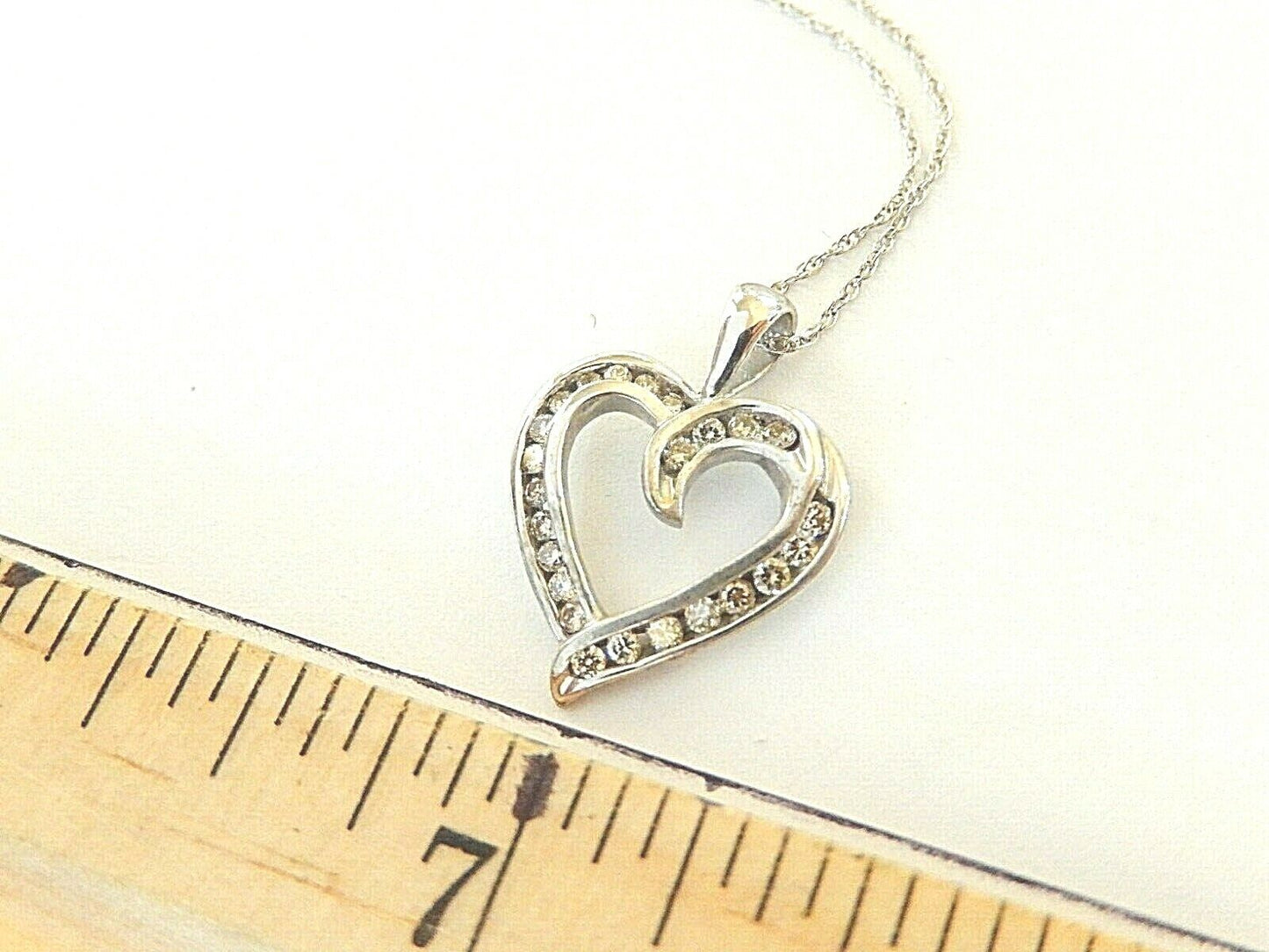 *NWT* ELEGANT 14K WHITE GOLD .50CT DIAMOND HEART PENDANT W/14K CHAIN 18"