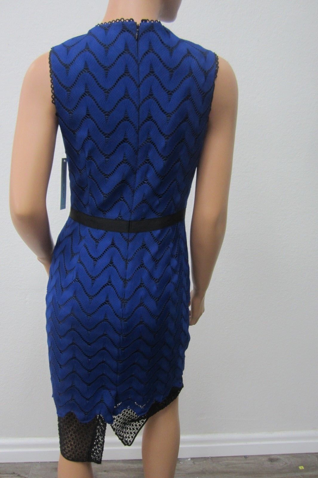 NWT Antonio Melani Halloway Dress Beautiful Deep Blue with Black Lace Size 4