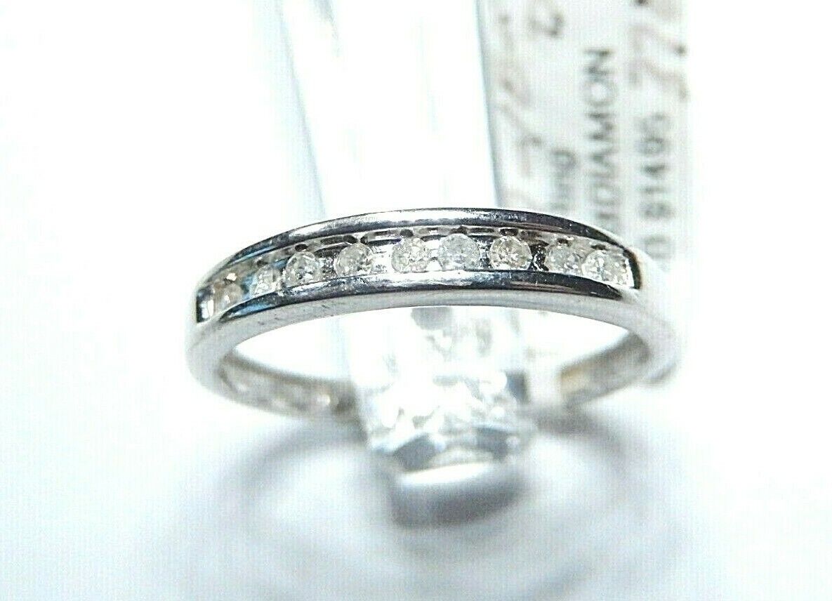 *NWT* 10K White Gold 10 Diamond Wedding / Anniversary Band Ring Size 7.25