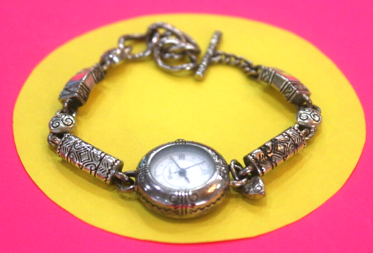 RETIRED Women's BRIGHTON Decorative SilvertoneWatch MARRAKESH With Toggle Clasp