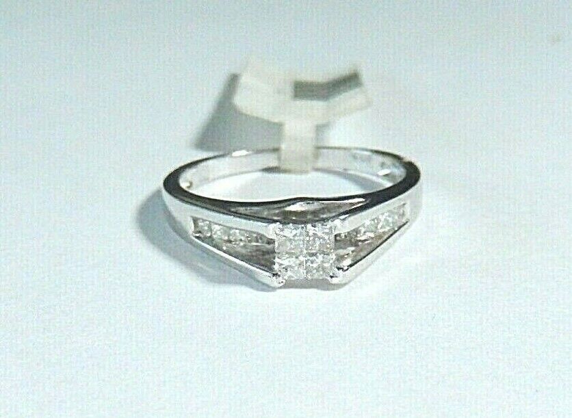 *NWT* 14K White Gold .50Ct Natural Diamond Engagement Wedding Ring Size 5.25