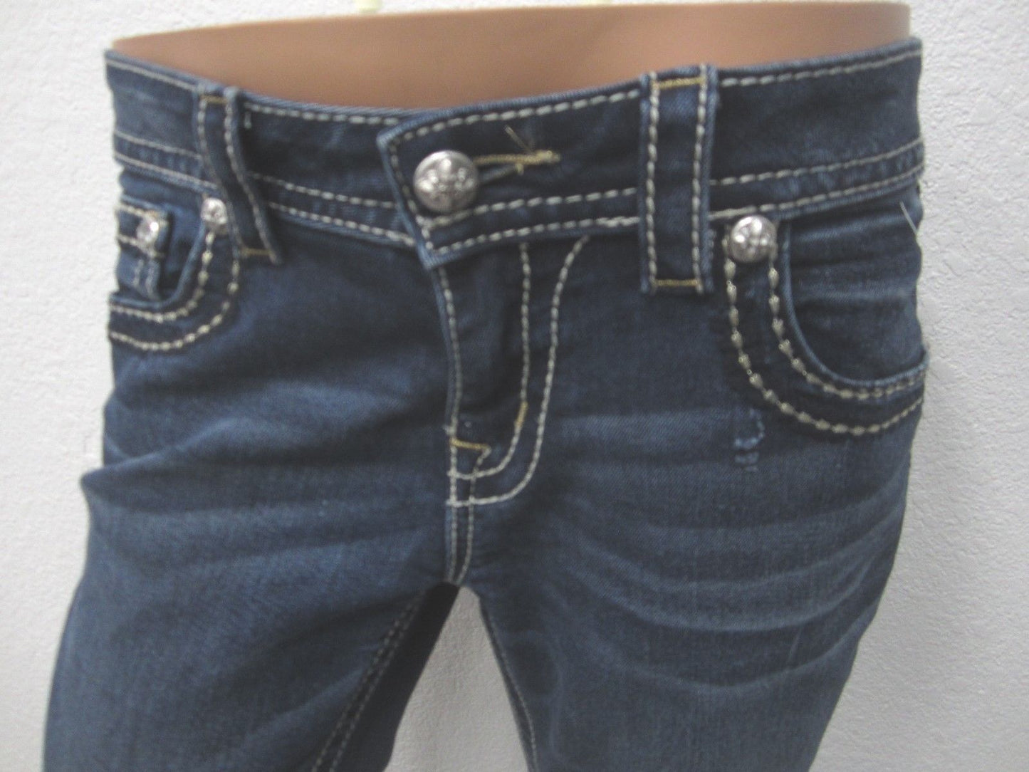 NEAR MINT Miss Me Distressed Signature Rise Skinny Jeans Dark  JP5576S2 Sz 28x32