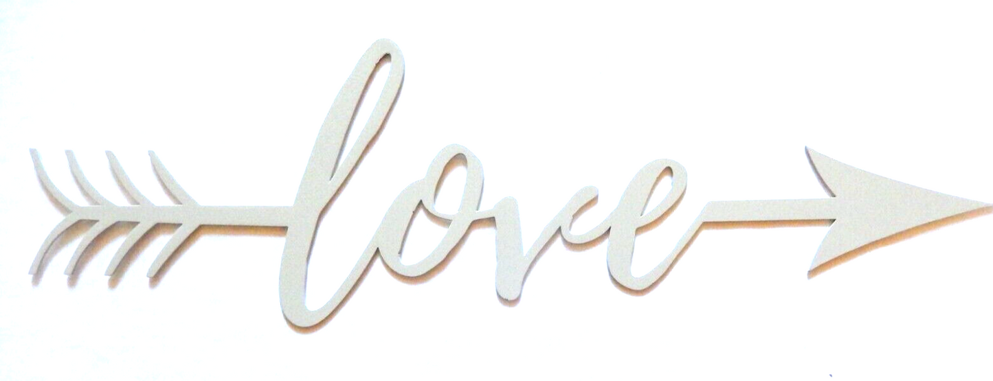 ~NEW~ 14ga. "LOVE With Arrow" Beige Metal Wall Art - 17.5" x 5.5"