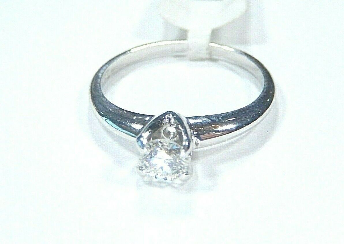 *NWT* 14K White Gold 1/3Ct Round  White VS Natural Diamond Solitaire Ring Sz 6