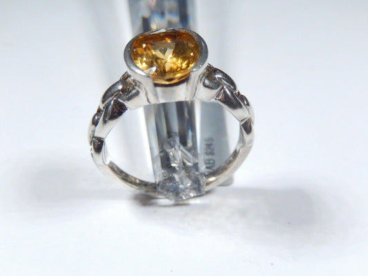 Sterling Silver Genuine 3.00 CT Oval Citrine Ladies Solitaire Ring Sz 8.5