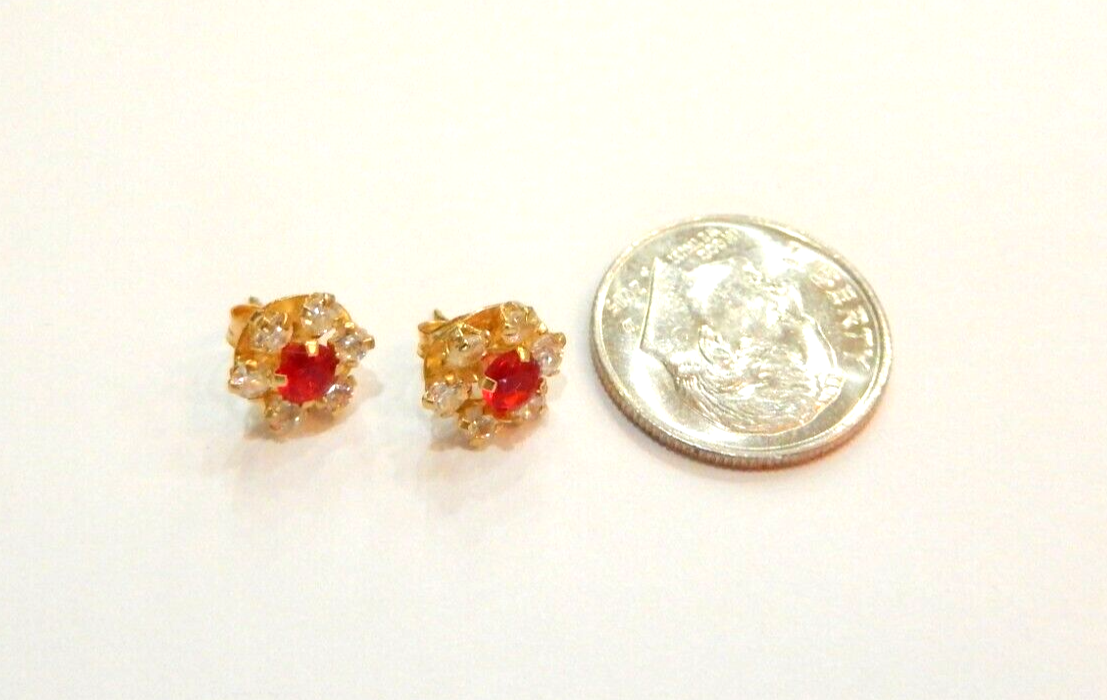 14k Yellow Gold Flower Stud Earrings with Short Post for Children