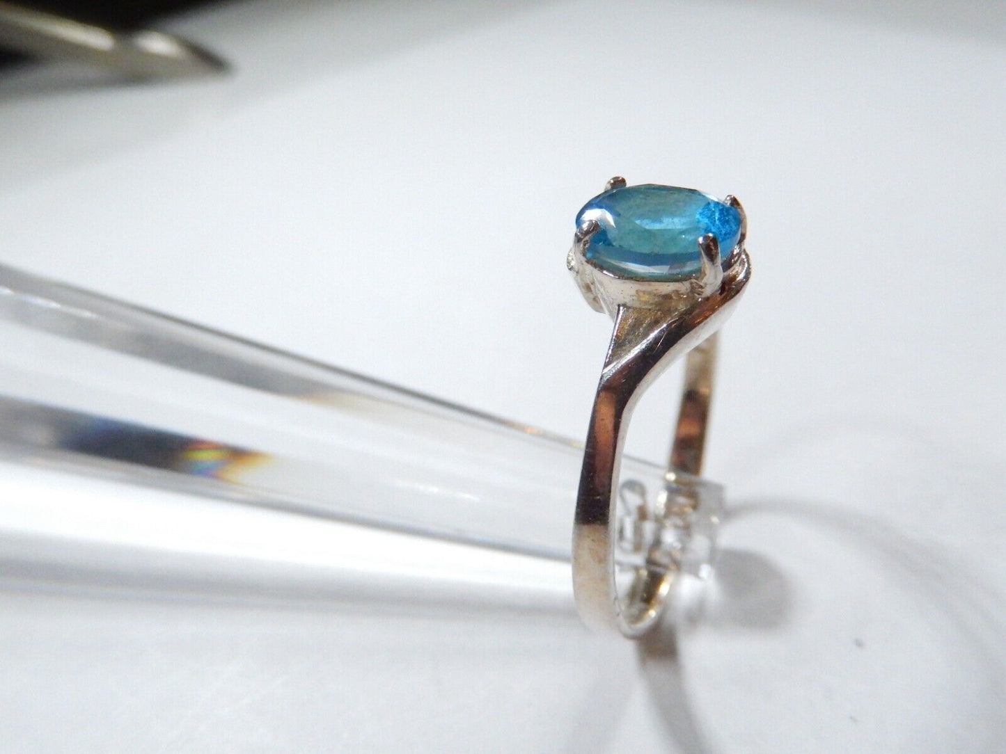 *VINTAGE*  Size 12.5 -  Sterling Silver 1.50 CT BLUE TOPAZ SOLITAIRE RING