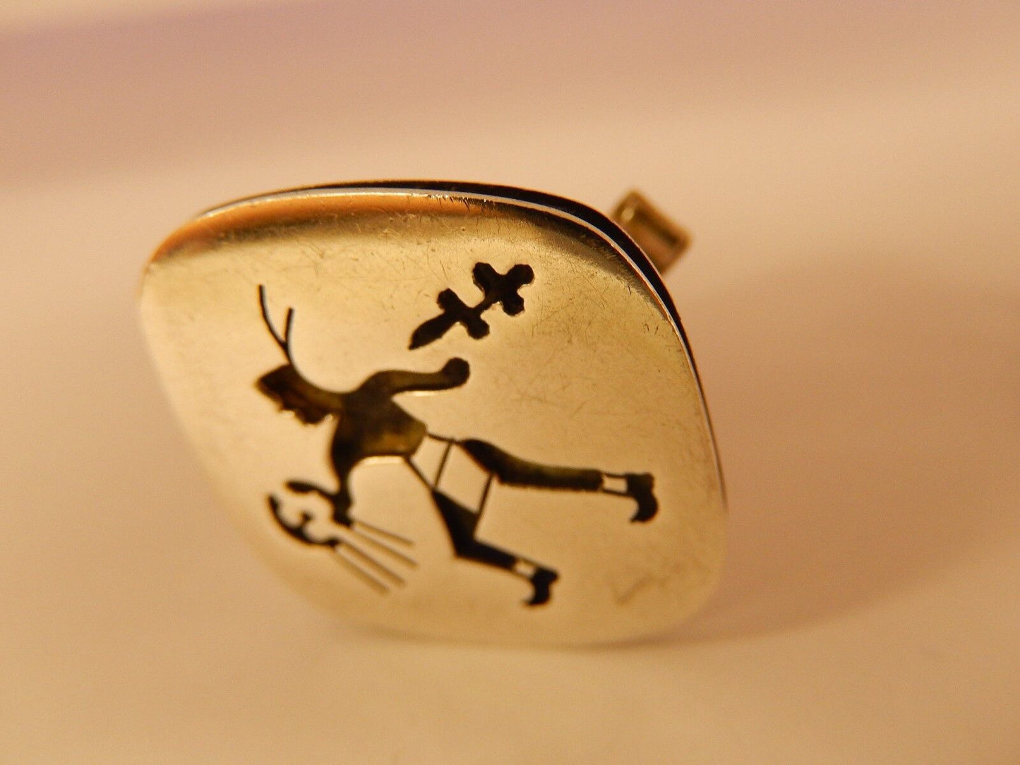 RARE Vintage Southwest Dancing Indian Brave Sterling Silver Cufflinks