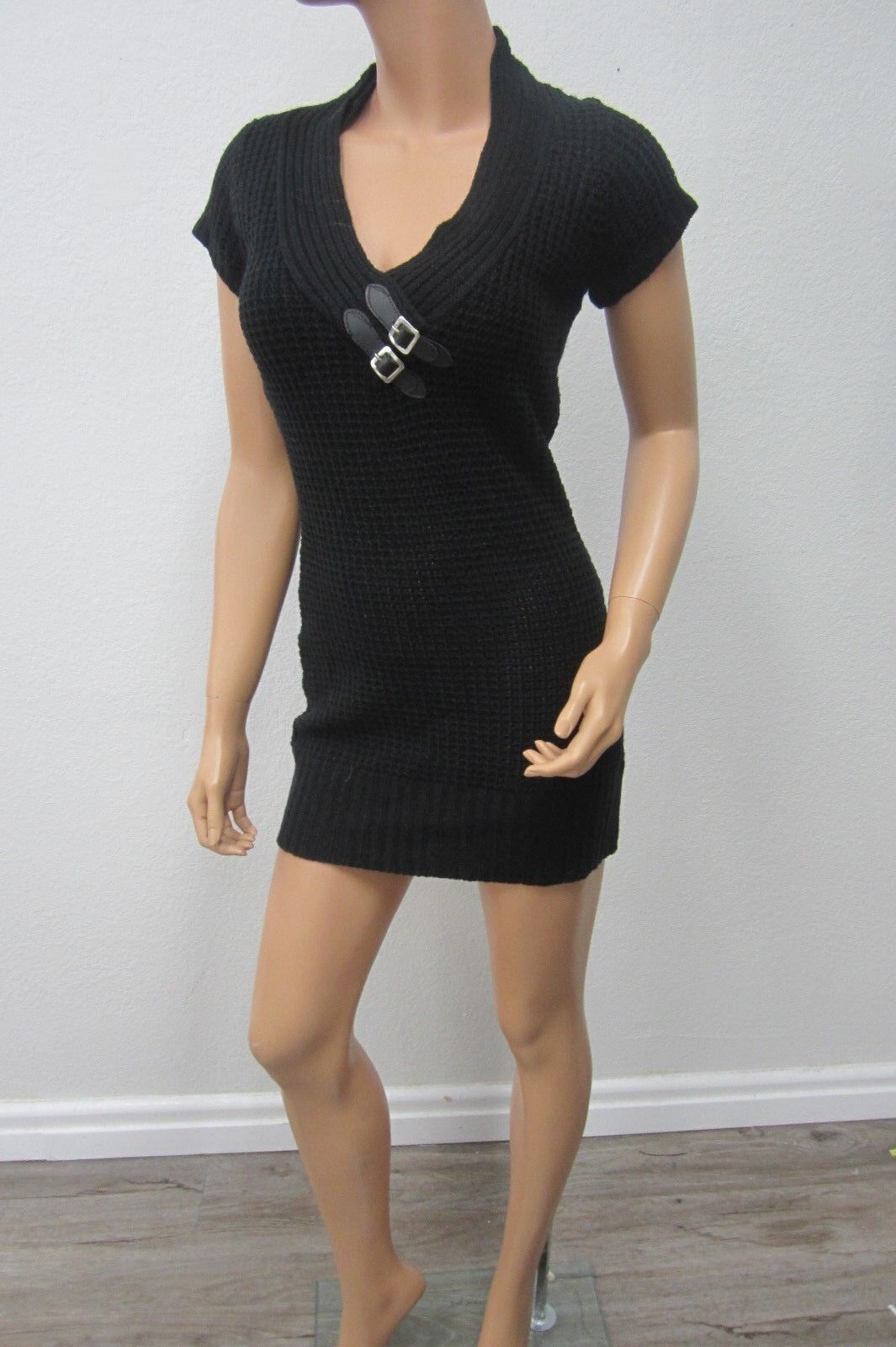 *NWT*RED PAINT - SEXY & CUTE  Cap Sleeves Black Sweater Dress Women's Size Large