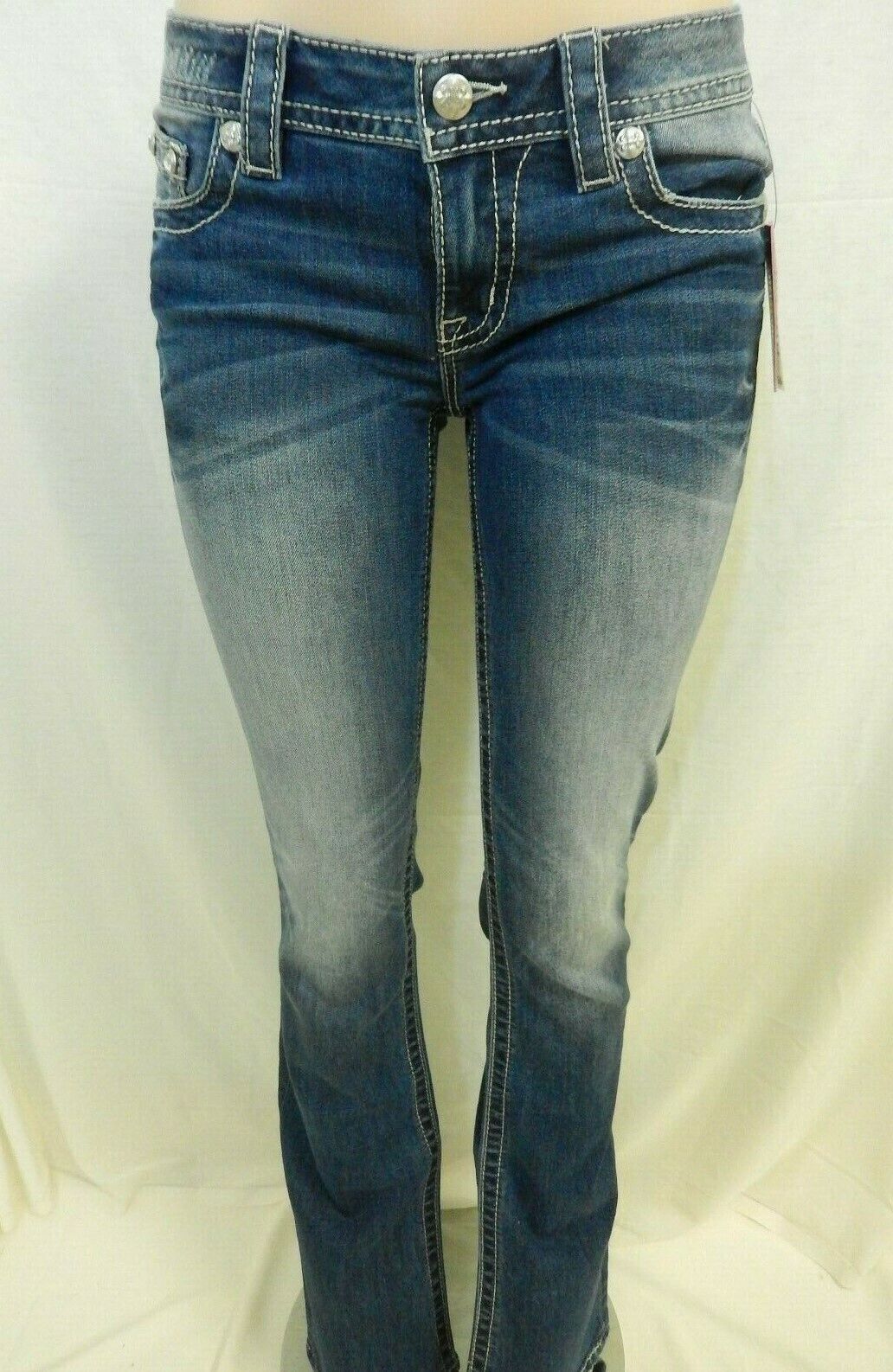 *NWT* Miss Me L3326B Low-Rise Chloe Boot Cut Jeans Medium Blue Sz 26 x 34