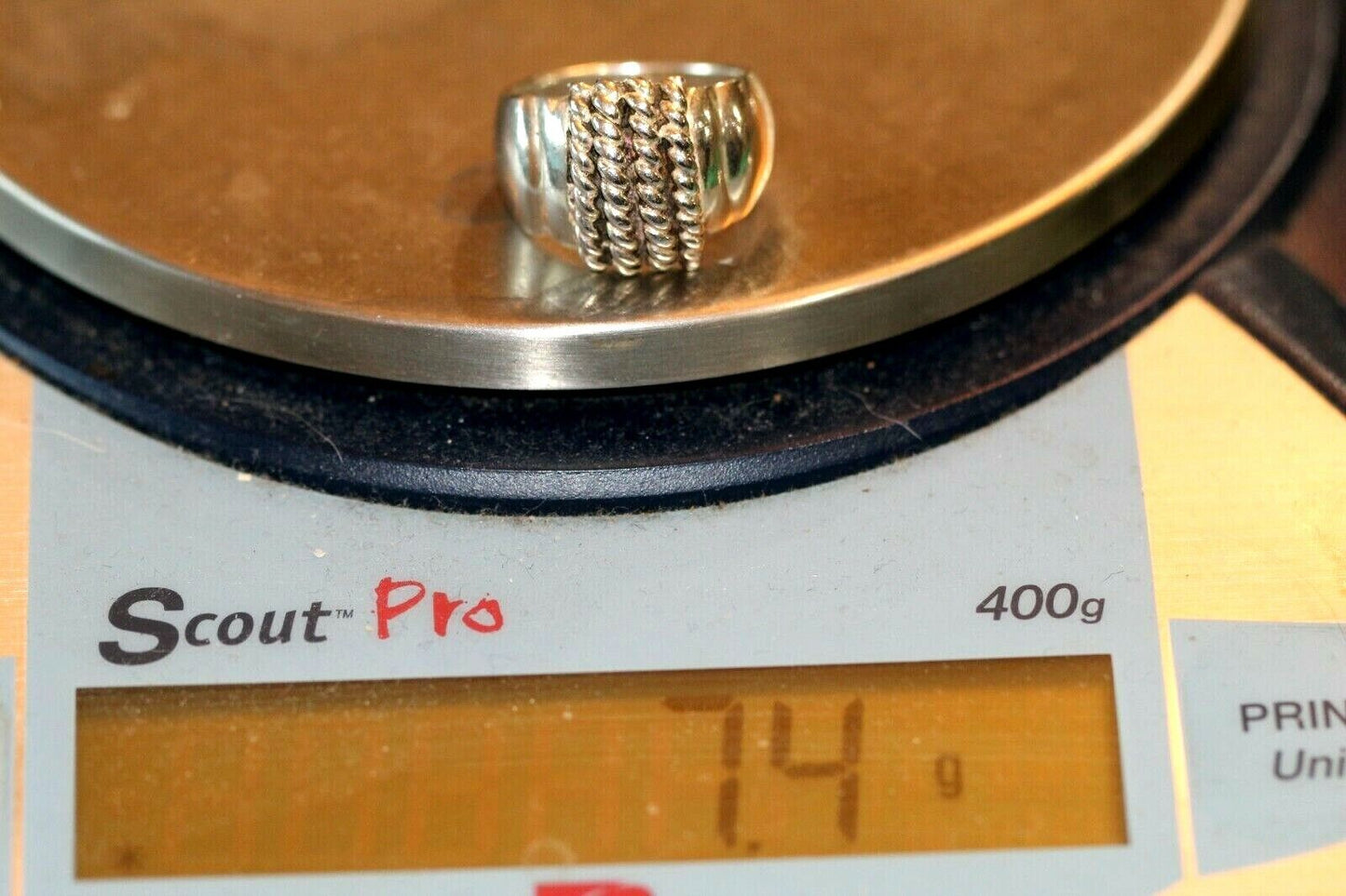*VINTAGE*  925 Sterling Silver Rope Dome Design Ring Size 8.5