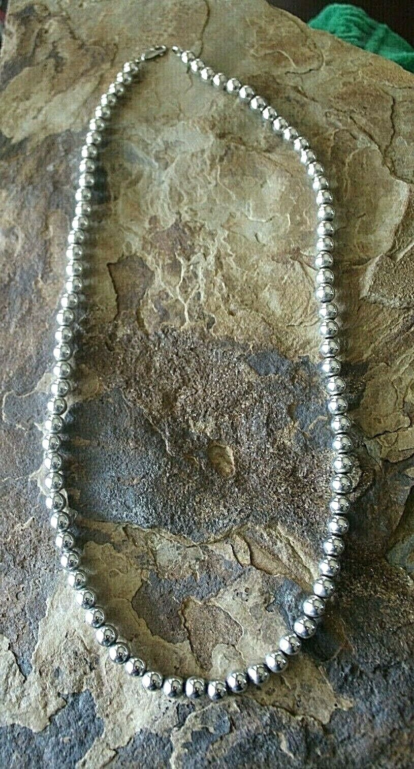*VINTAGE* Indian Pearl Sterling Silver 925 Sliding 9mm Bead Necklace 30"- 61.9gm