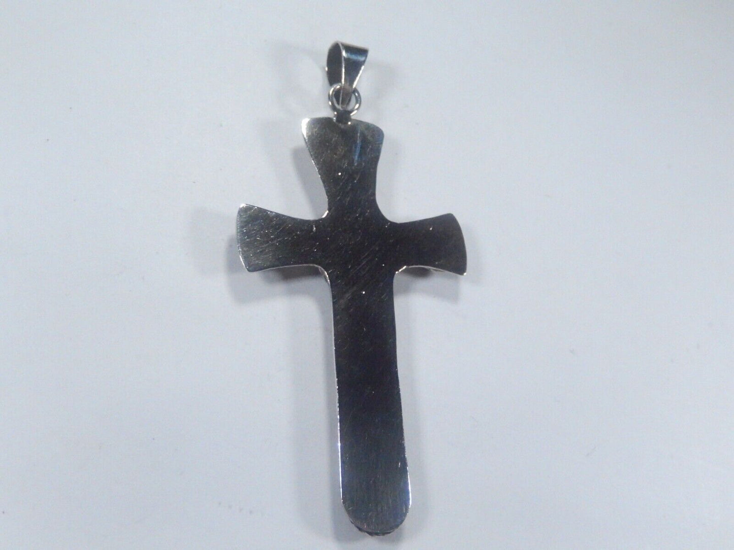 *VINTAGE*  Large Sterling Taxco Mexico Multi Gemstone Cross Pendant 3.5" Tall
