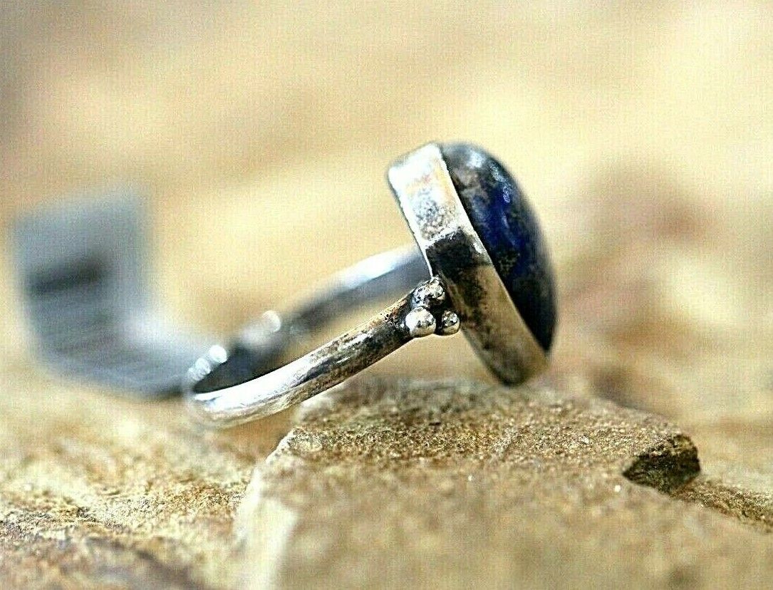 * VINTAGE*  STERLING SILVER NAVAJO NATIVE AMERICAN MADE LAPIS RING SZ 7.5