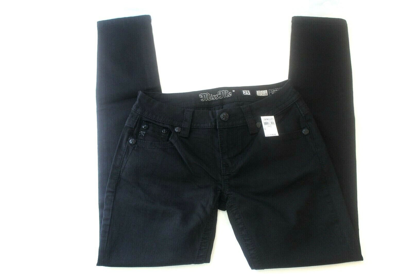 *NWT* $104. Miss Me Womens Black Sequins JE8850ESR Mid Rise Easy Skinny Jeans 25