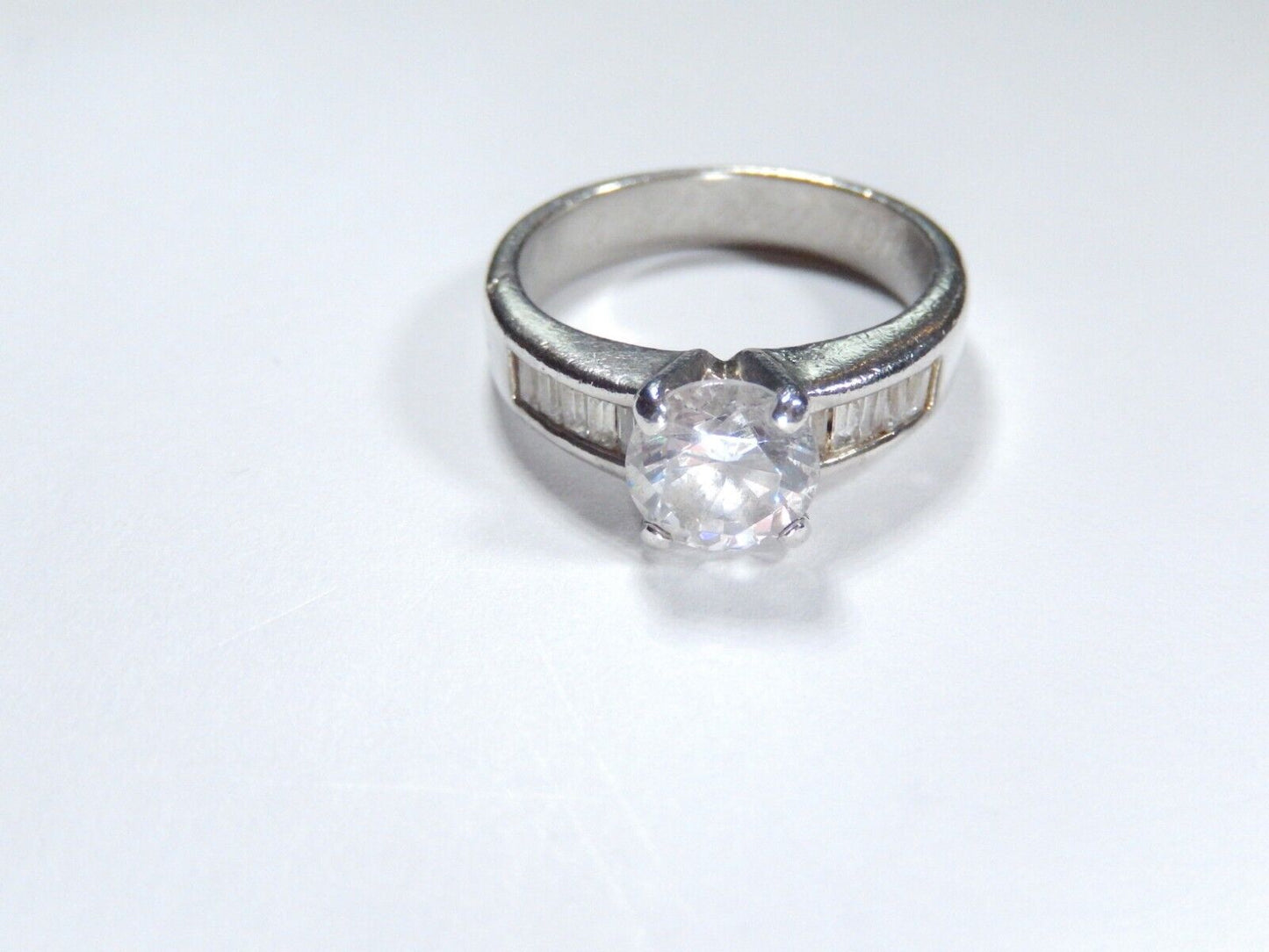 *VINTAGE* 1965  Engraved Inside Sterling Silver  CZ Wedding Band Ring Sz 9.5