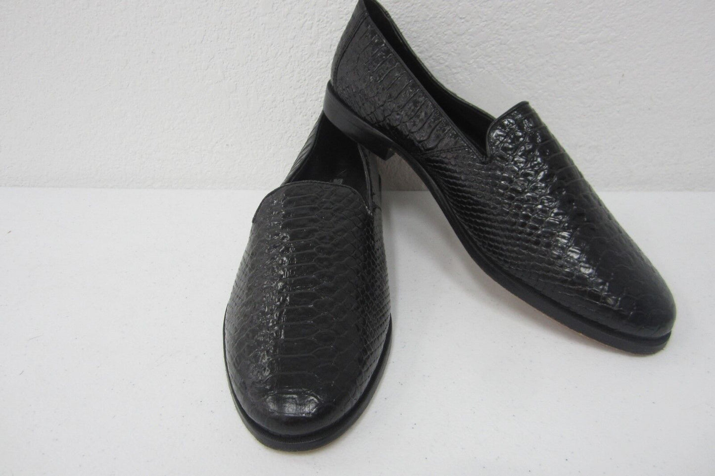 Stacy Adams Black Leather Croc Embossed Slip On Loafers Men’s Dress Shoes 11 M
