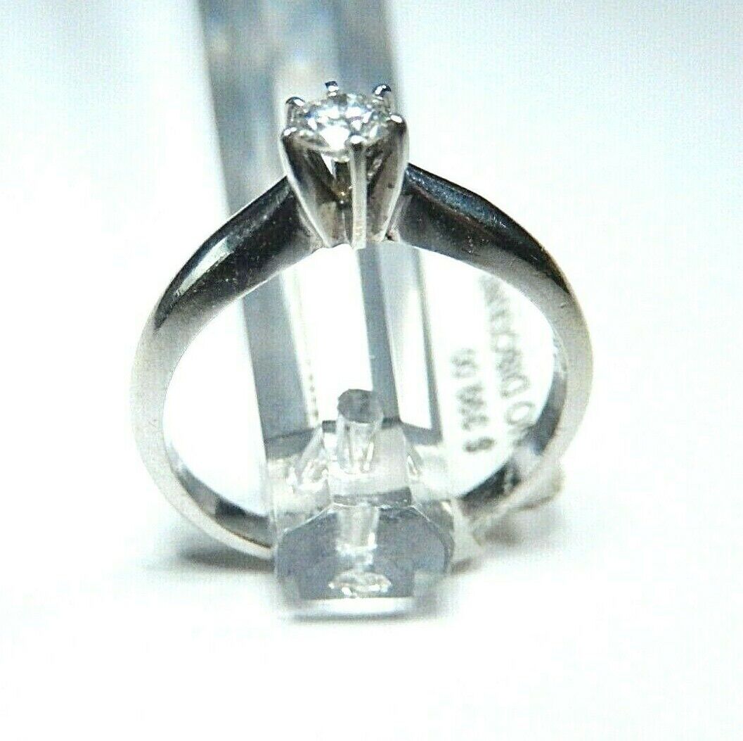 *NWT* 14k white Gold Round Natural VS Diamond Engagement Solitaire Ring Size 6