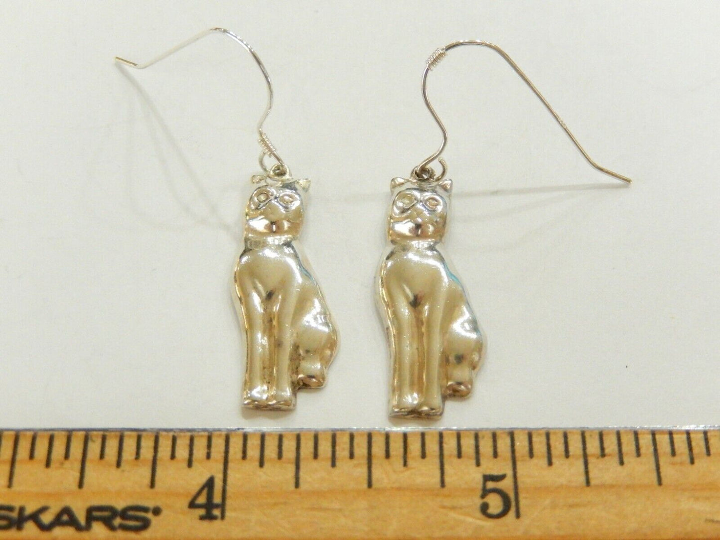 Sterling Silver Cat Dangle Earrings