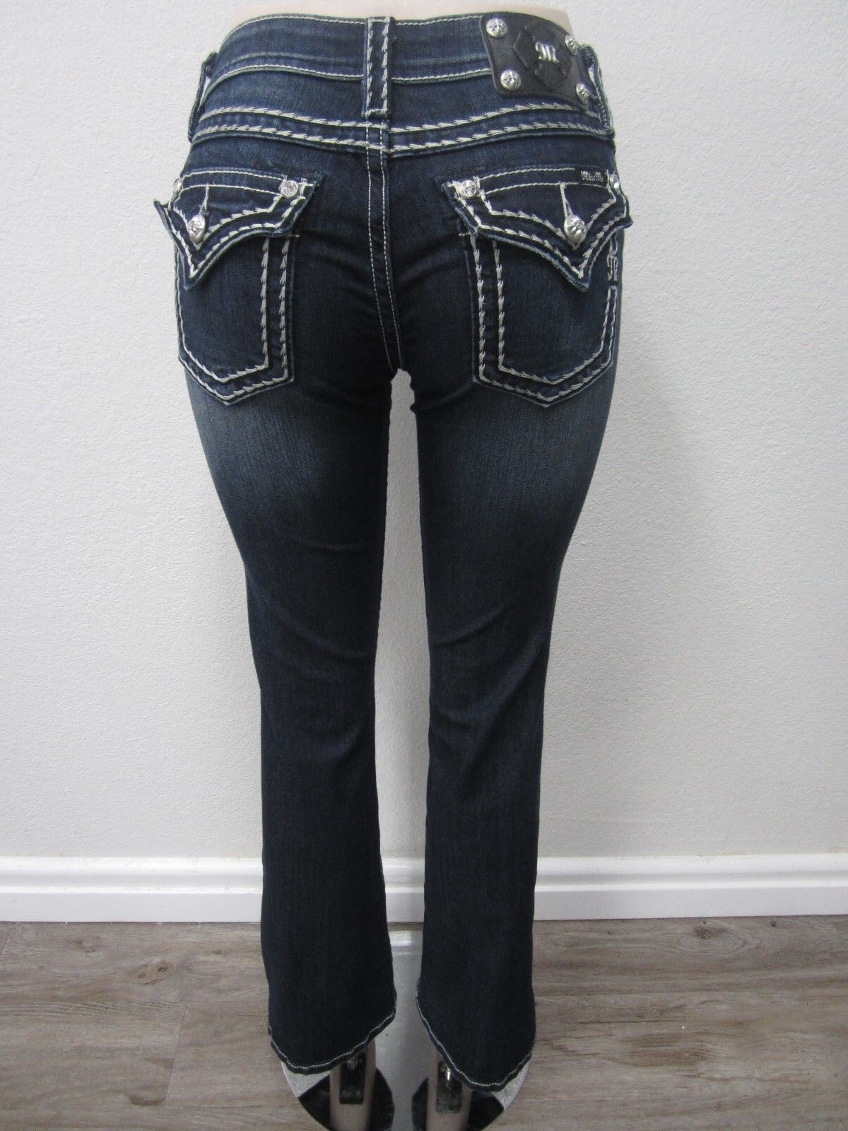 NWT Cute Miss Me Boot Cut Saddle Stitch Dark Jeans  JS5014B58V Size 26 x 32