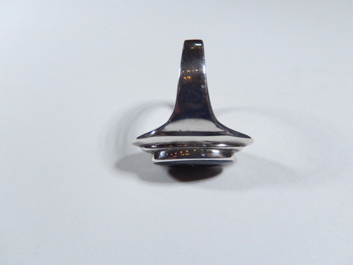 925 Sterling Silver Vintage Real Black Onyx Gem Oval Ring Size 7.25
