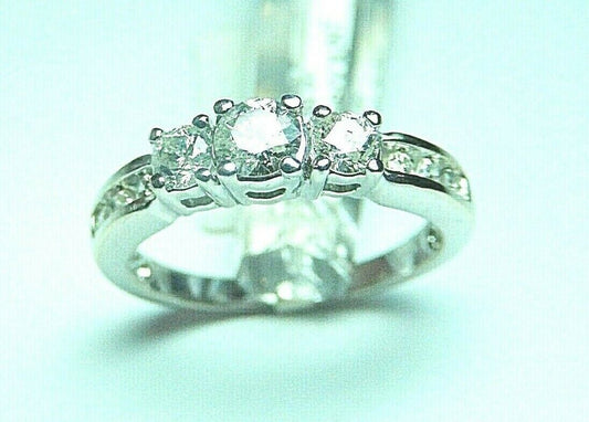3/4CT Natural Diamond Engagement / Wedding Bridal Ring 14K White Gold Size 7.75