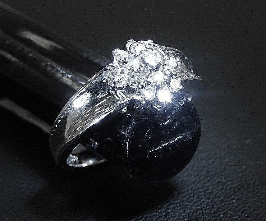 14K WHITE GOLD 1/4 CTTW NATURAL DIAMOND HALO RING   Sz 6.75