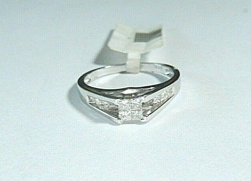 *NWT* 14K White Gold .50Ct Natural Diamond Engagement Wedding Ring Size 5.25