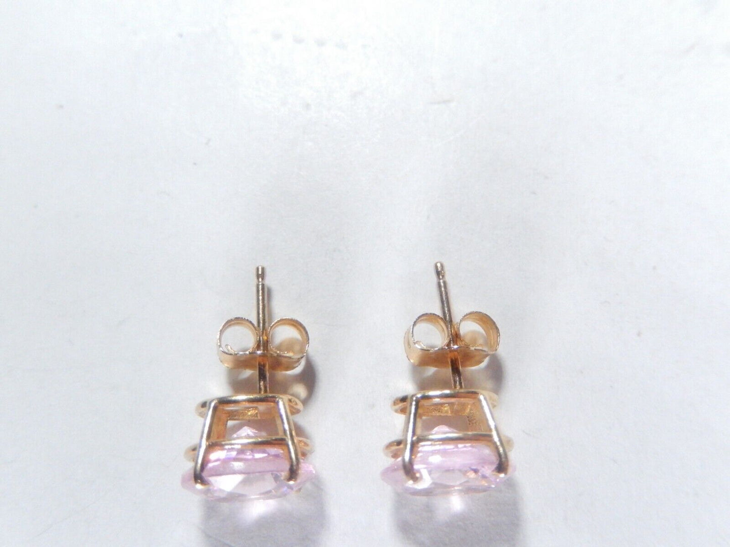 14K Yellow Gold 2.50 CT  Lab-Created Pink Sapphire  Stud Earrings