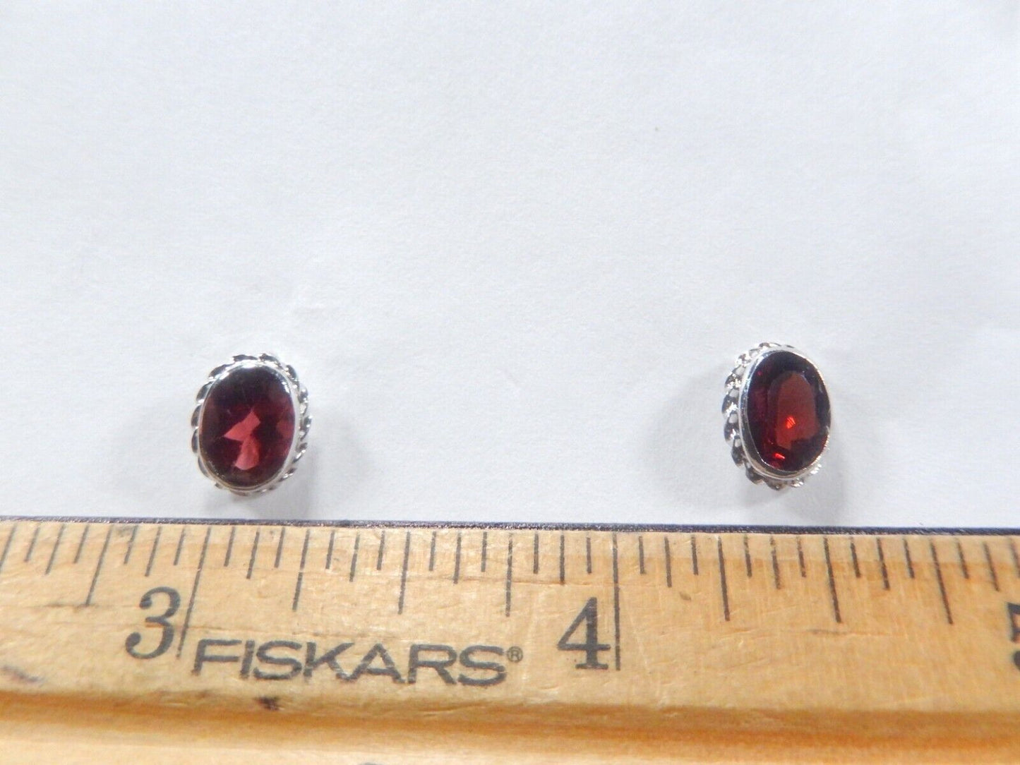 14K White Gold 2.50 CT Oval Garnet Stud Earrings