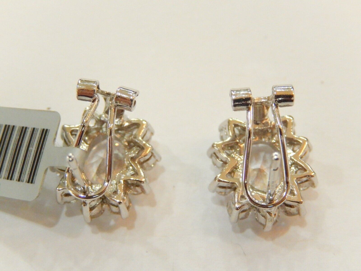 *NWT**  Sterling Silver Oval Victorian 6.00 CT CZ French Clip Earrings  Rhodium