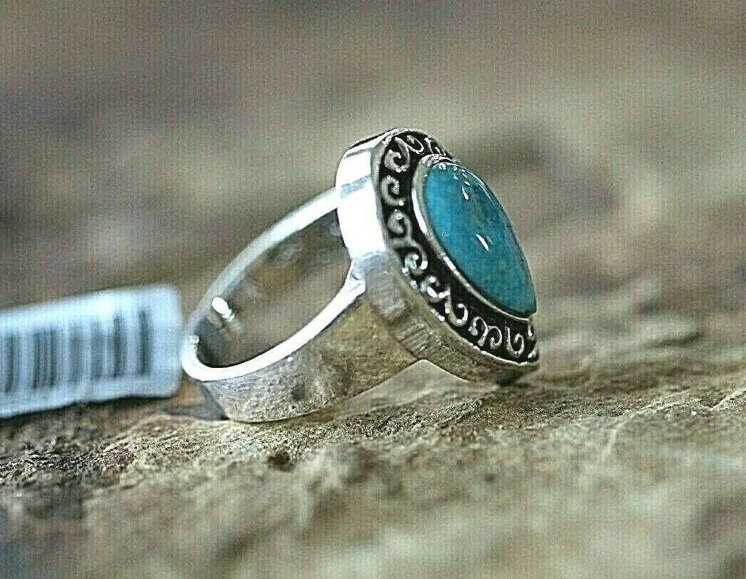 *VINTAGE*  BARSE Sterling Silver Turquoise Teardrop Southwest Ring Size 7.5