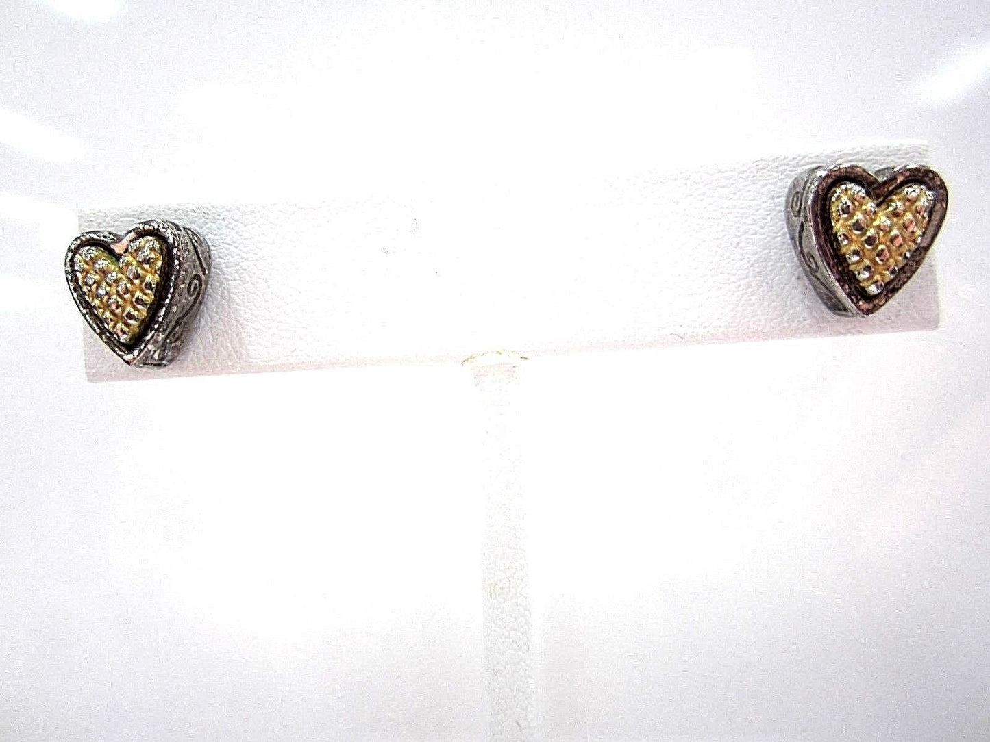 RETIRED BRIGHTON GOLD/SILVER PLATED HEART STUD EARRINGS