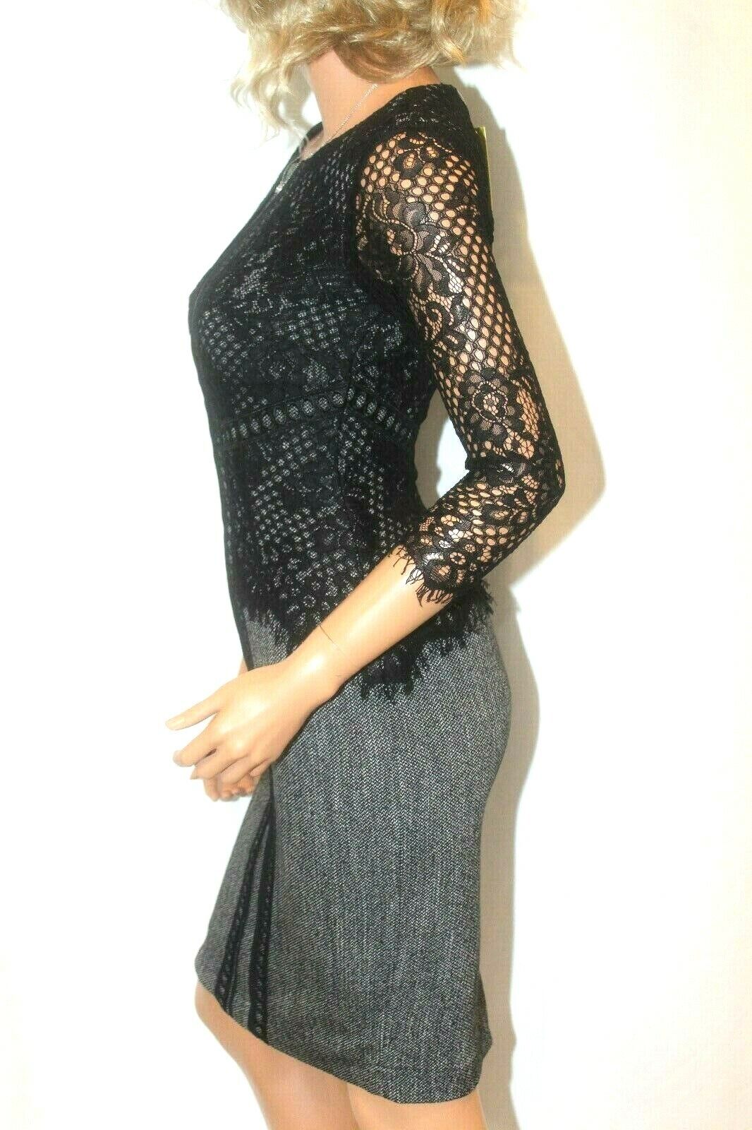 *NWT* $159 Antonio Melani  Crochet Lace 3/4 Sleeve Black  Dress  Sz 0 "CUTE"