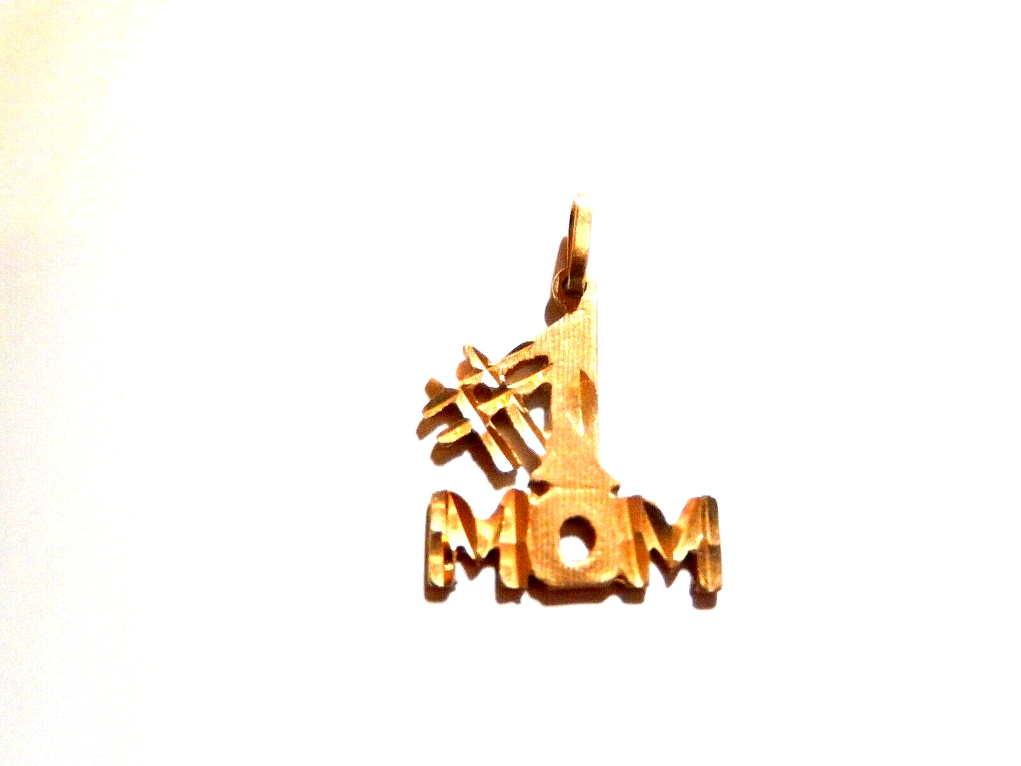 14K Yellow Gold #1 Mom Charm Pendant For Necklace or Chain