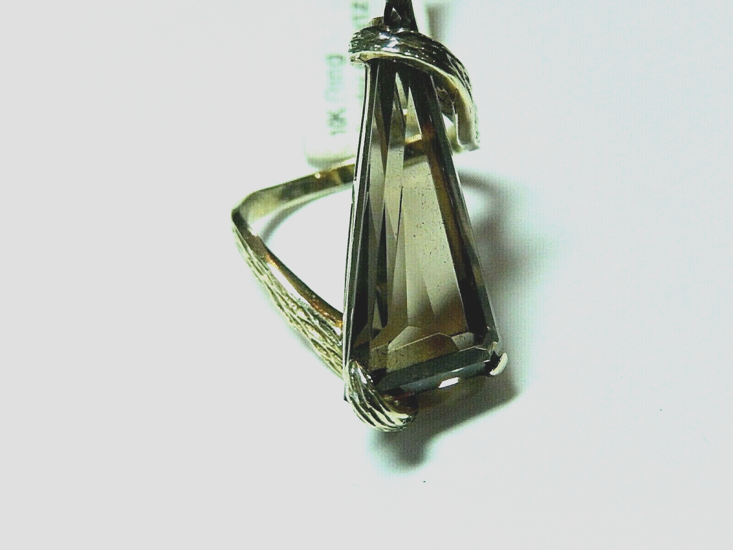 *VINTAGE*  LADIES 10K YELLOW GOLD FANCY CUT SMOKY QUARTZ SOLITAIRE RING SZ 6