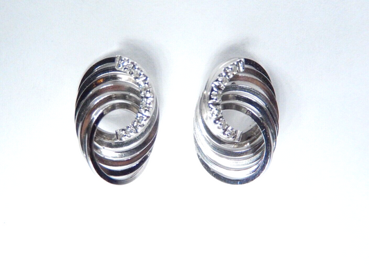 *NWT* 14K White Gold .25ctw Brilliant Natural Diamond Swirl Earrings