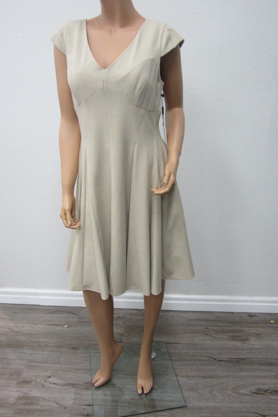 NWT Calvin Klein Khaki Linen Fully Lined Dress Women’s Size 14 CLASSY LOOK