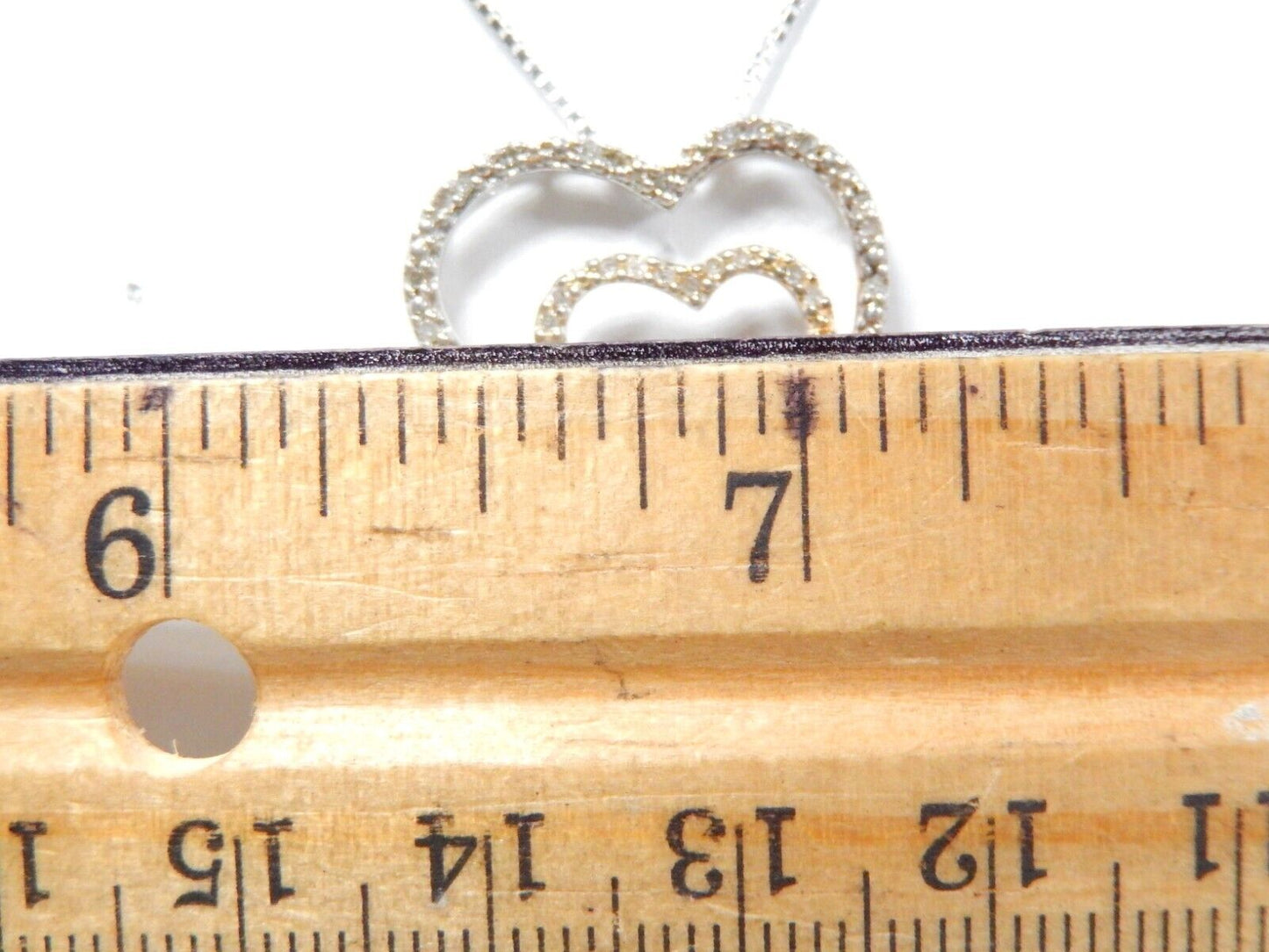 *VINTAGE*  Sterling Silver Double Heart Necklace CZ  Pendant w/18"chain