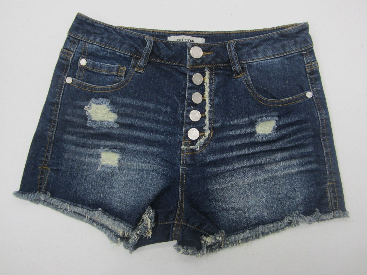 NWT Refuge Distressed 5 Button Denim Shorts Cheeky HiRise Charlotte Russe Size 2
