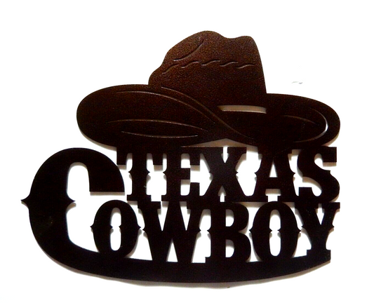 ~NEW~ 14ga.  "TEXAS COWBOY HAT"   Powder Coated Western Metal Art 13" x 10"