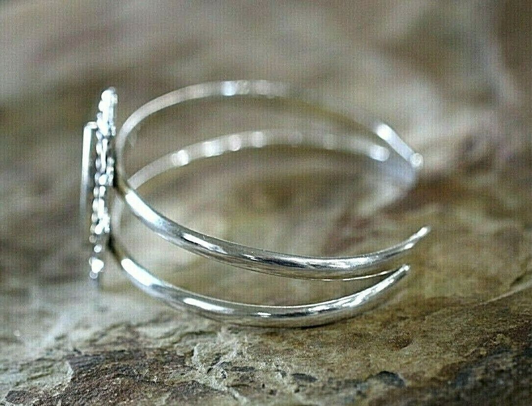 *VINTAGE*  THICK - VICTORIAN STYLE STERLING SILVER  Engravable Bangle Bracelet~