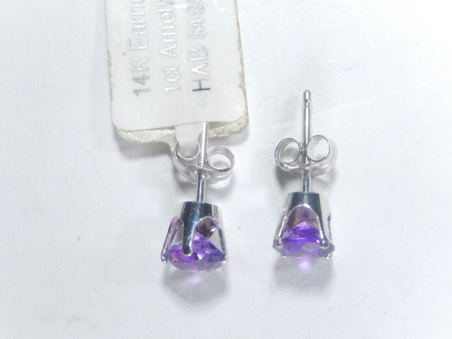 14K White Gold 1.00 CT TW Amethyst Stud Earrings