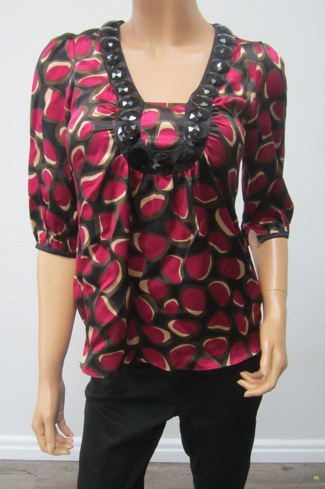 NWT ECI NY Multicolored Silk Tank Top Blouse Beaded Embellished Front Sz PP