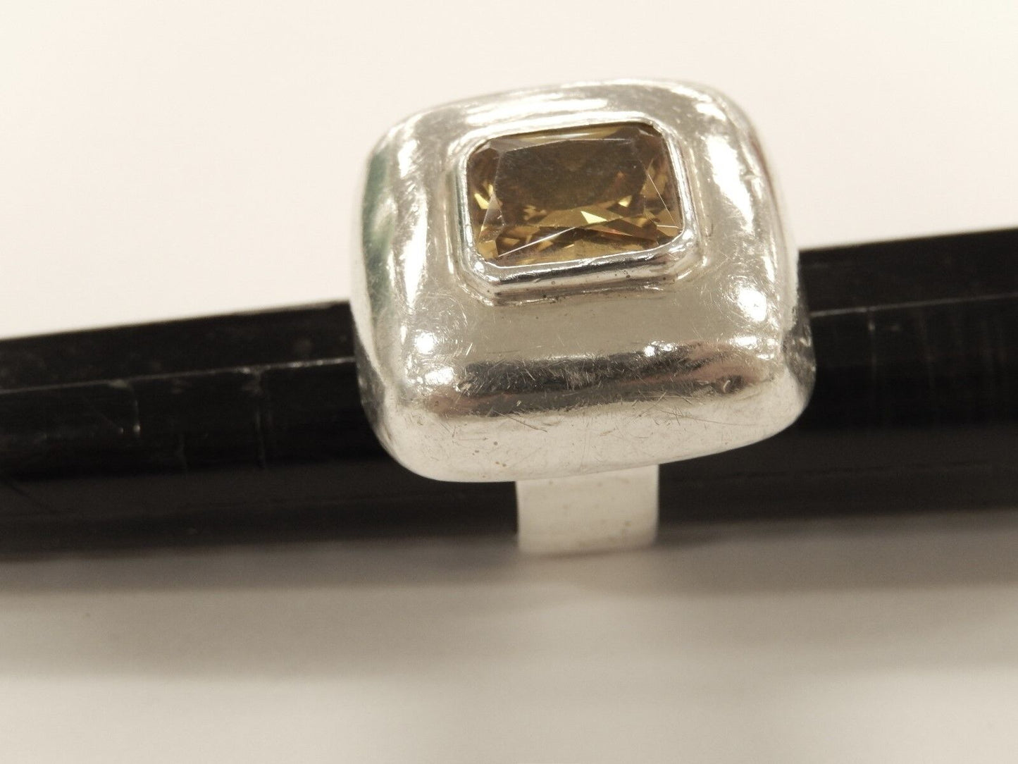 *VINTAGE*  CERRO BLANCO MEXICO  Sterling Silver .925  CITRINE SQUARE DOME Ring