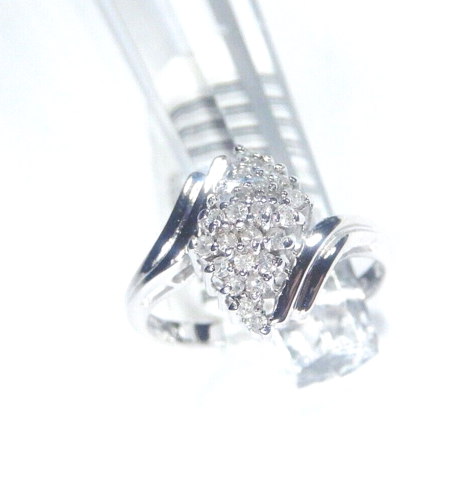10k White Gold 1/5CT Natural Round Diamond Ladies Ring Sz 6.25