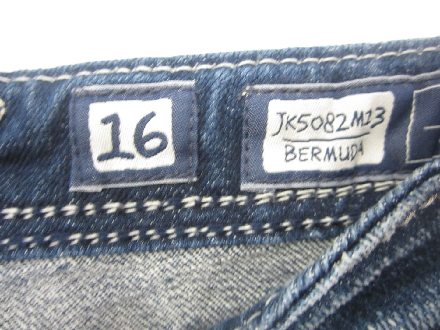 NWOT Miss Me Girls JK5082M13 Bermuda Blue Jean Denim Shorts size 16 Length 12