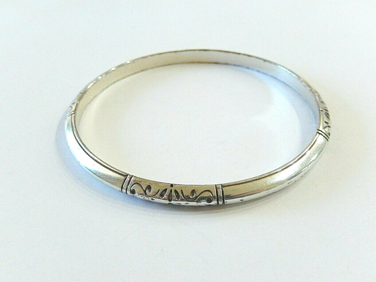 *RETIRED*  BRIGHTON -  Embossed Design 5mm Bangle Bracelet - 2.5" Inside Diam.